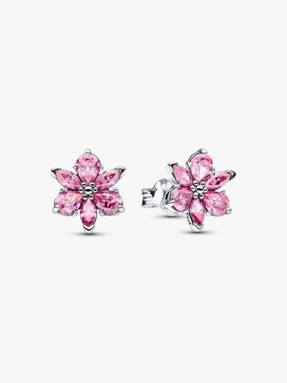 Pandora Herbarium Sparkling Pink Flower Stud Earrings